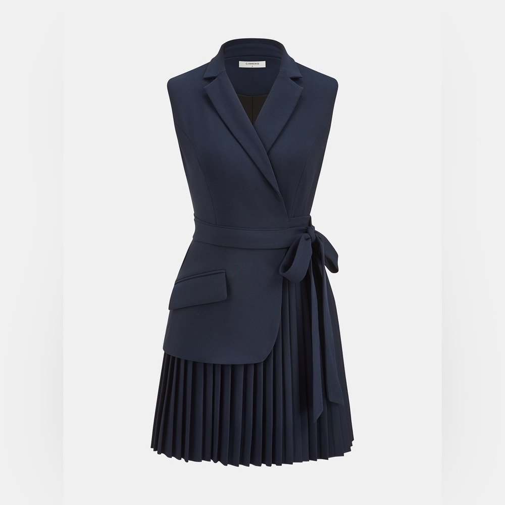 Commense Pleated Wrap
Blazer Dress in Olive Green - Picture 3 of 4